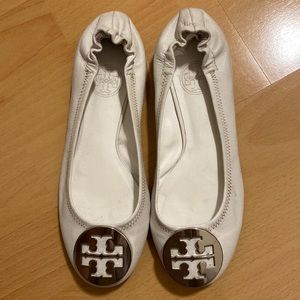 Authentic Tory Burch White Leather Shoes